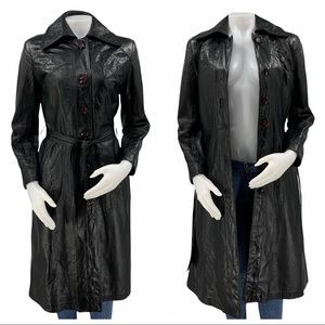 Vintage Black Leather Coat by Olympic USA